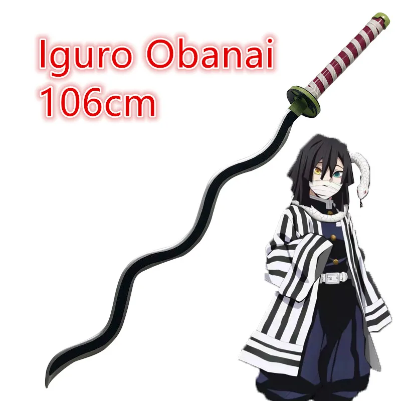 

Anime Kimetsu no Yaiba Sword Weapon 1:1 Demon Slayer Iguro Obanai Cosplay Sword Ninja Knife wood Weapon Prop