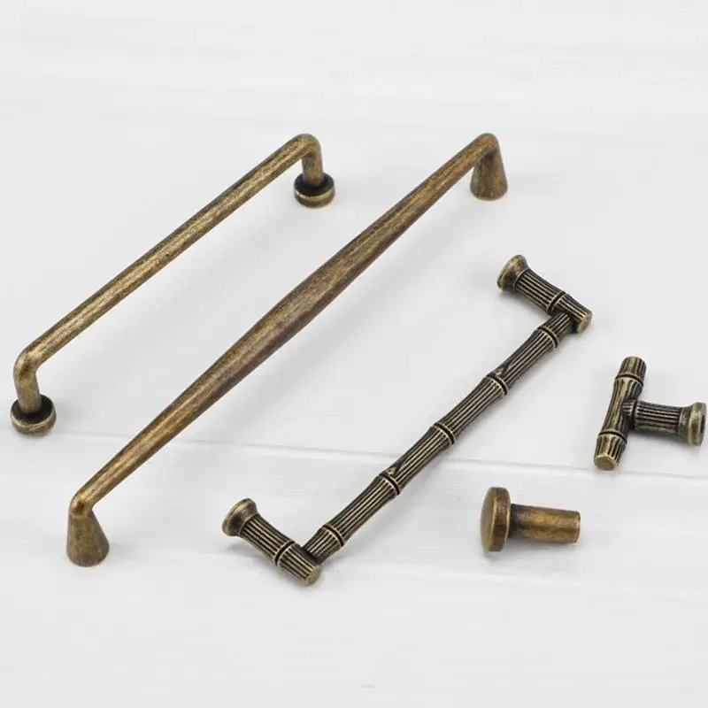 Antique Drawer Cabinet Handles Retro Zinc Alloy Bronze Kitchen Pull Drawer Dresser Closet Hardwares Cupboard Knobs Furniture