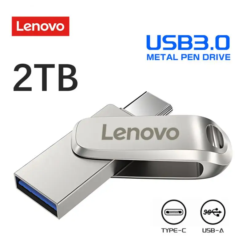 Lenovo 2Tb Pendrive 128/256/512Gb Usb Flash Drive Ad Alta Velocità 520 Mb/S 2-In-1 Otg Pen Drive 3.0 Memorie Usb Per Ps4 Spedizione Gratuita