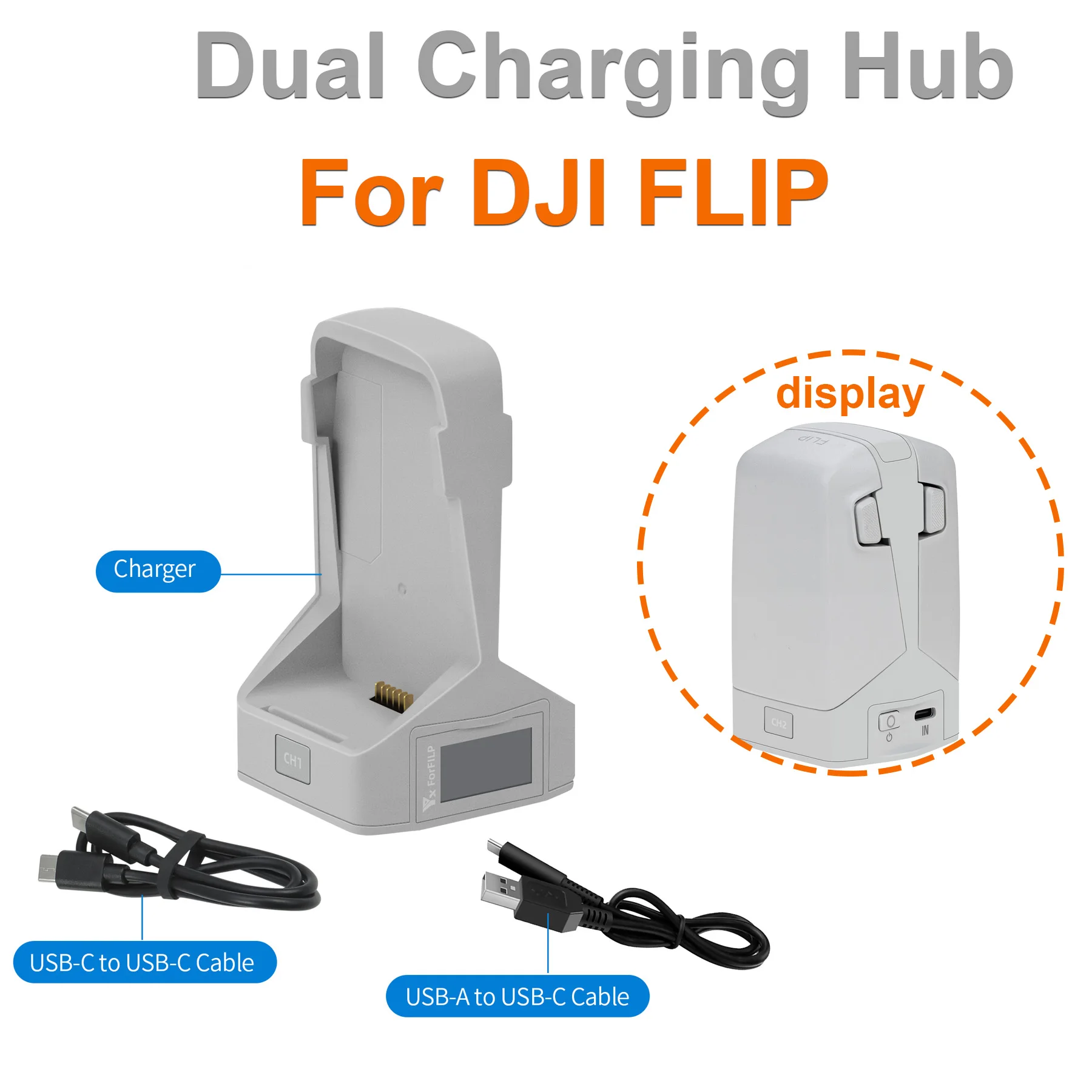 Chargeur Hub Batterie Drone 5V/9A/12V/15V-3A USB-C