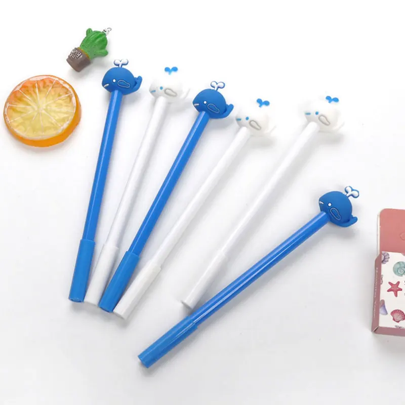 4 Creative Fountain Pens, Soft Glue Whale Gel Pens, Cute And Cute Cartoon Black 0.5 Student Office Signature Pens 4