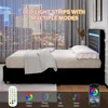 Full Size Bed Frame w LED Lights, Upholstered Bed Frame with 4 Storage Drawers,Platform Bed with Diamond Headboard and Footboard 5