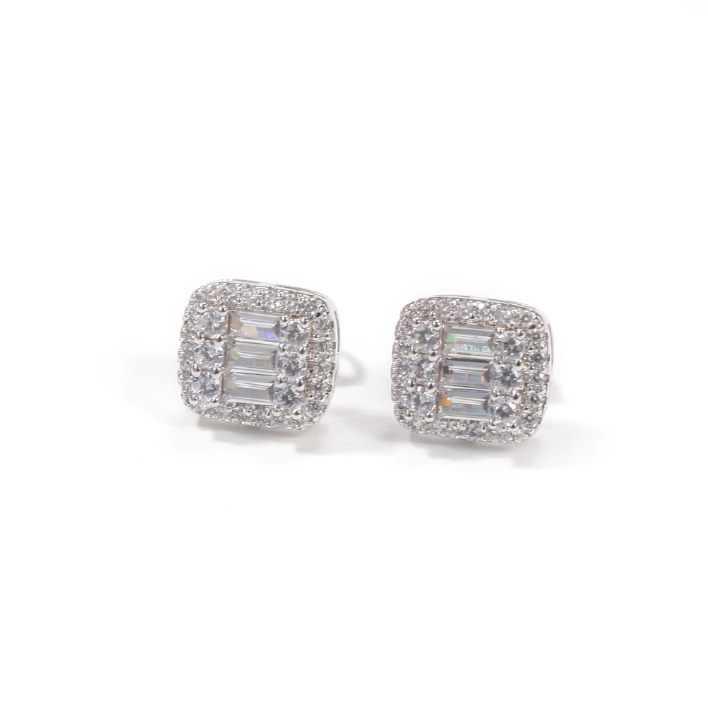 

UWIN 10MM Square Zircon Earrings for Women Paved Setting Baguettecz Cubic Zirconia Earrings Fashion Jewelry for Gift