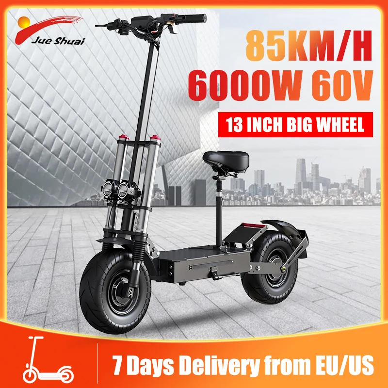 13 Inch Big Wheel Electric Scooter 6000w 60v Dual Motor Scooter Elecric