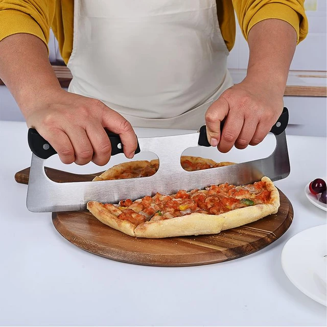 Couteau à Pizza avec manche en bois, coupe-Pizza en acier inoxydable,  accessoires de cuisine - AliExpress