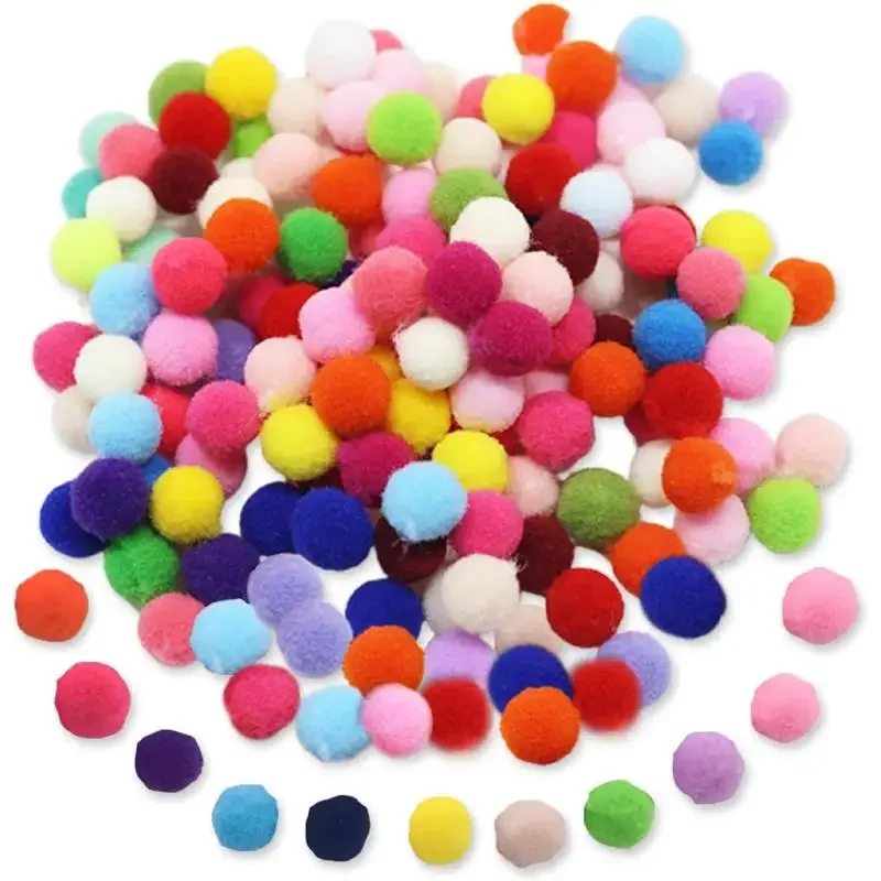 25mm Small Pom Poms Coloured DIY Party Decorations Mixed Soft Fluffy Puff Ball Rainbow Pompoms for Kids Art Crafts School 100pcs cheerleading pom poms