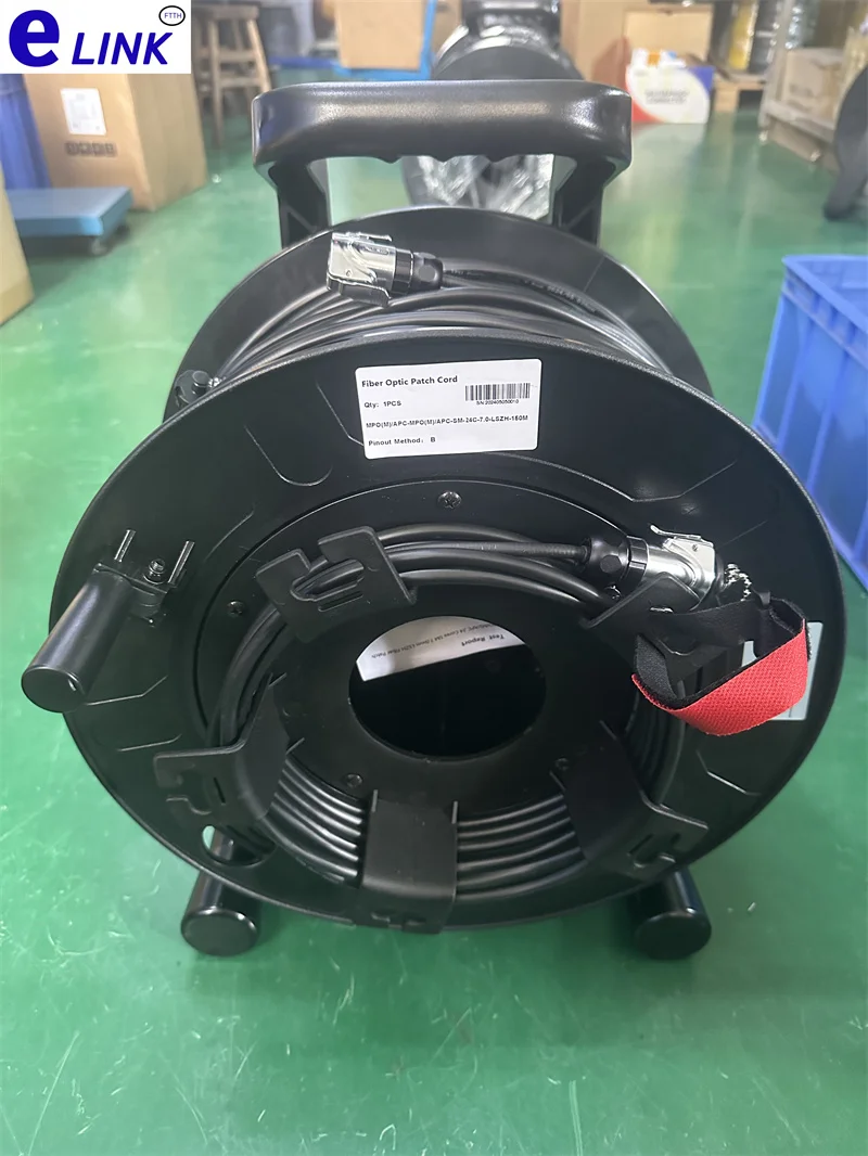MPO 아머 광섬유 패치 코드, 12C TPU 싱글 모드 B 타입, 드럼 12 코어 SM 방수 야외 FTTH, 100m, 50m, 60m, 80m, 90m