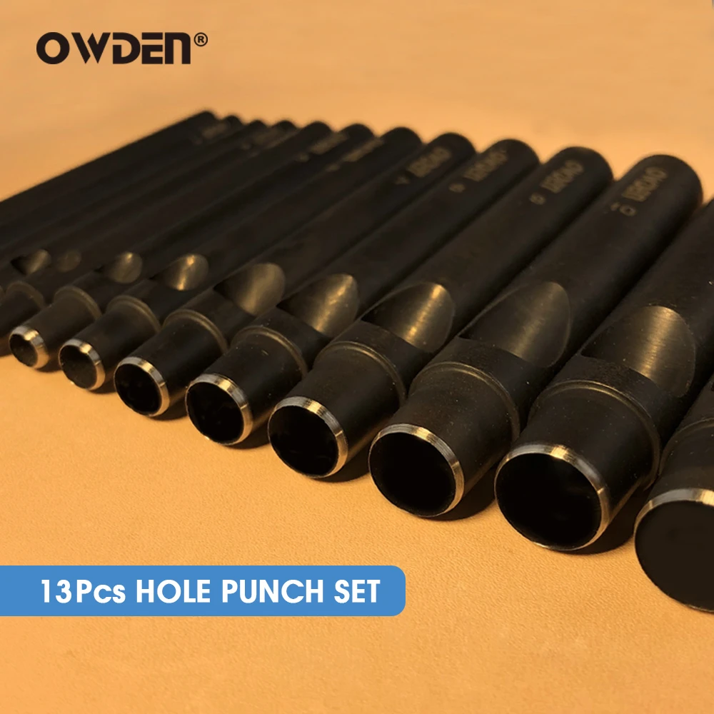 Owden 13pcs Leather Hollow Hole Punch Set Tools 112mm Sharp Cuttiing