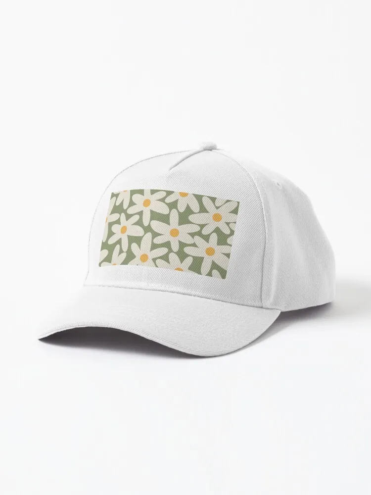 

Daisy Time Retro Flower Pattern Sage Green Beige Mustard Cap kai gi joe Brazil slam dunk Cap