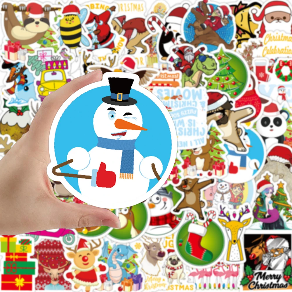 

10/30/50pcs Cute Cartoon Christmas Stickers Decals DIY Guitar luggage Laptop Waterproof Graffiti Stickers Kids Christmas Gifts