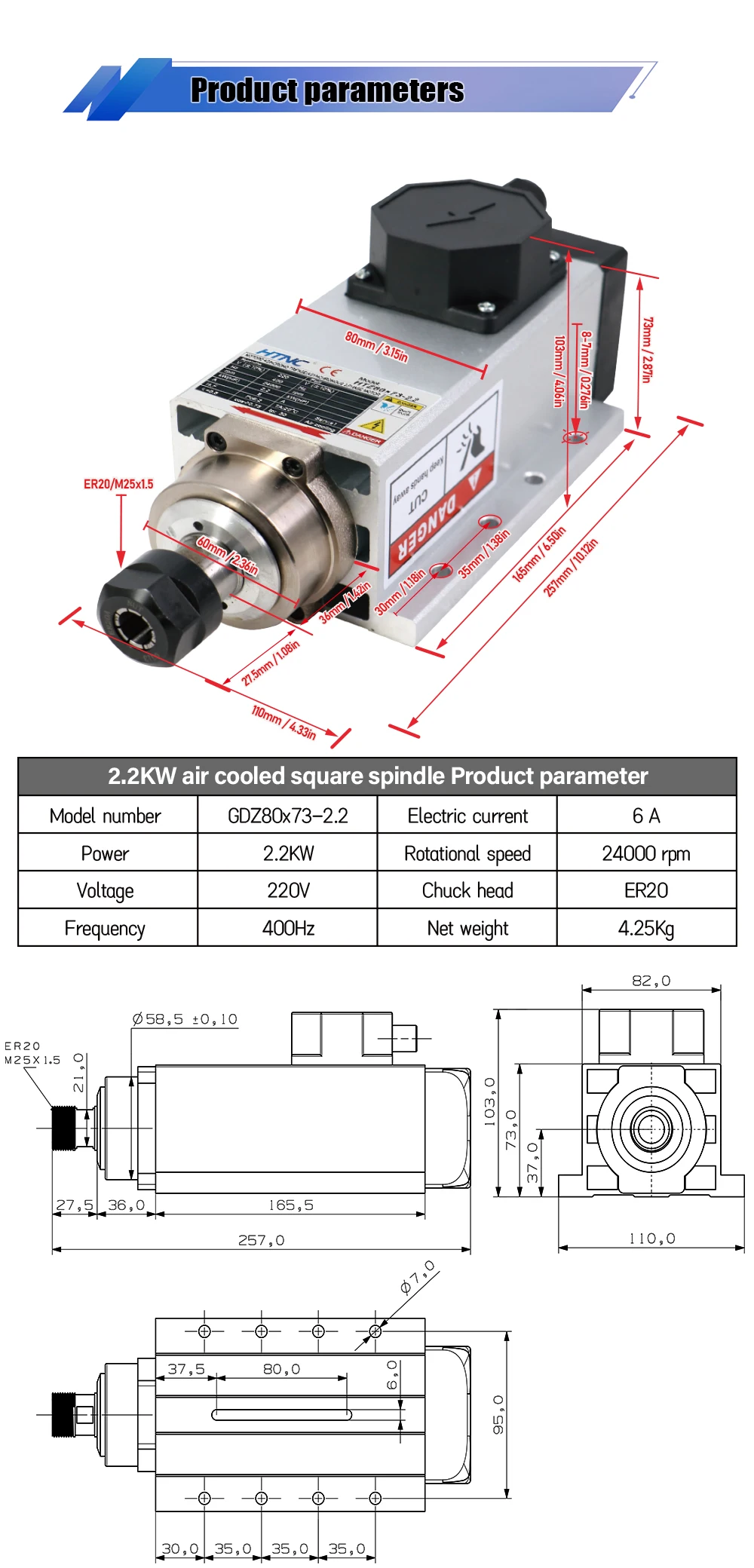 2026 New 2200w Spindle Motor For wood aluminium soft metal ER20 400hz 24000rpm 2