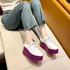 Snake Pattern Chunky Platform Sneakers Women Lace-Up Pu Leather Wedges Shoes Woman Thick Bottom Non-Slip Vulcanized Shoes Ladies 5