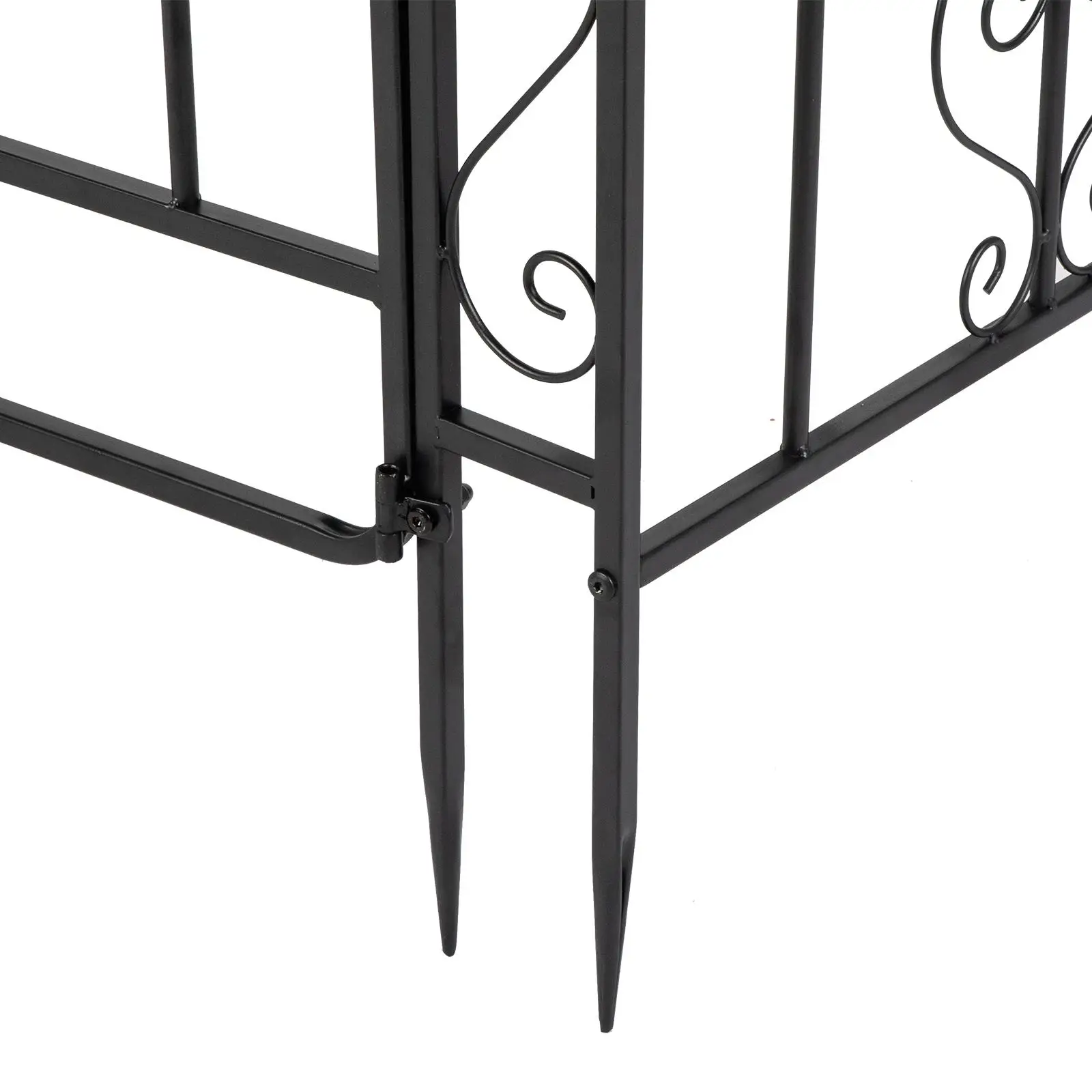 Arc Roof Double Layer Wrought Iron Arch with Door - 134.5x58.5x213cm Black Outdoor Courtyard Shelter 6