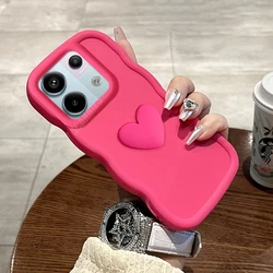 Love Heart Candy Wavy Silicone Shockproof Soft Case for Xiaomi Redmi Note Series (AX Rose red)