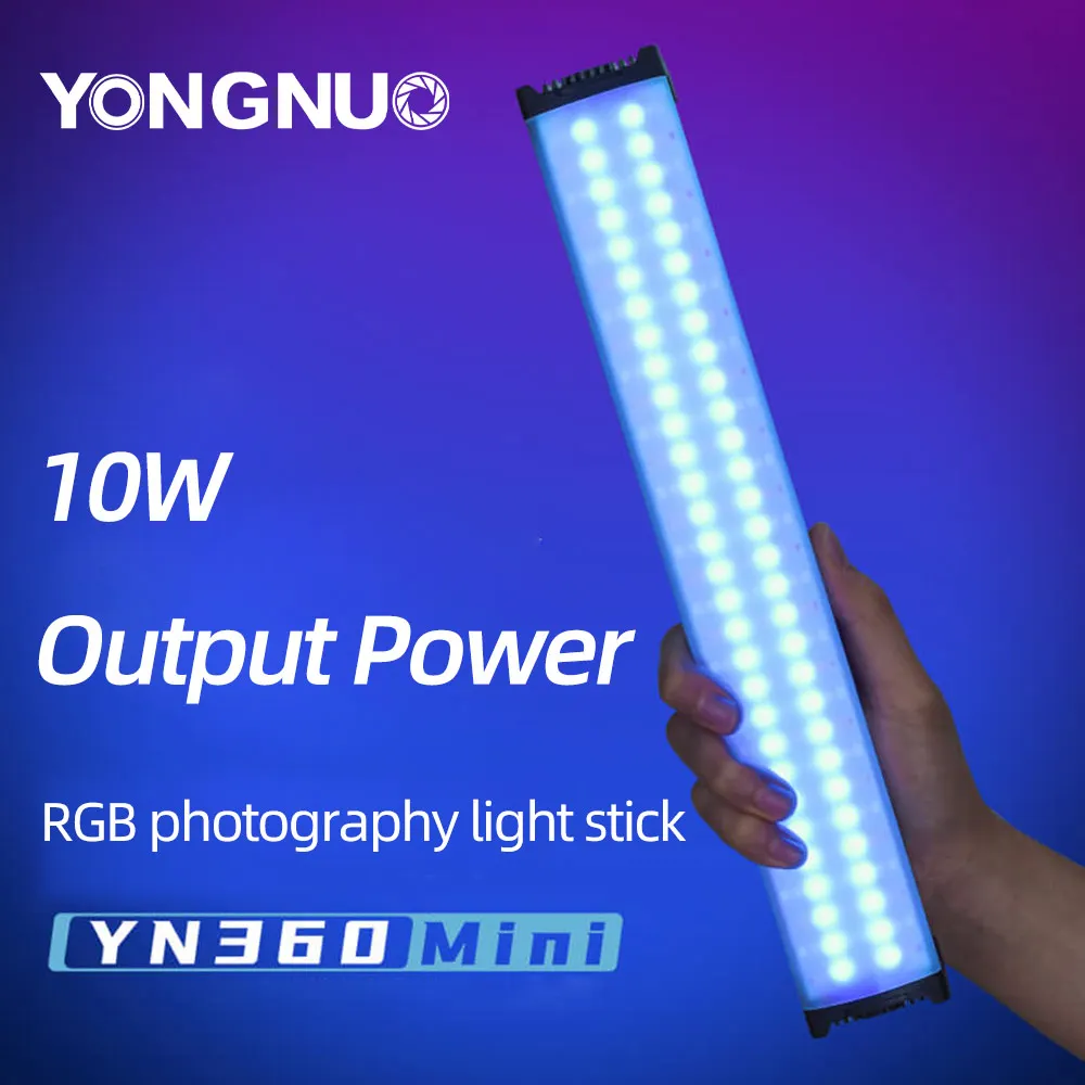 Yongnuo 미니 휴대용 RGB 풀 컬러 사진 아이스 라이트, LED 비디오 라이트, 2700K-7500K 필 스틱 조명 페인팅, YN360