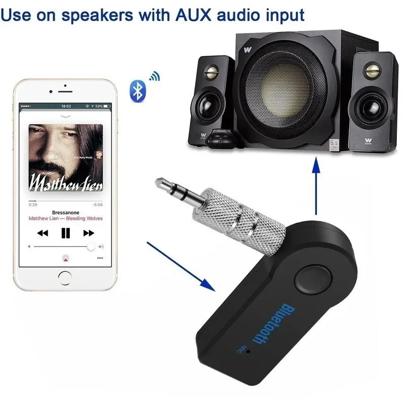 Bluetooth Aux Adaptor 3.5mm Wireless Car Handsfree Kit Audio Music Receiver Mini MP3 USB BT V3.0 Player