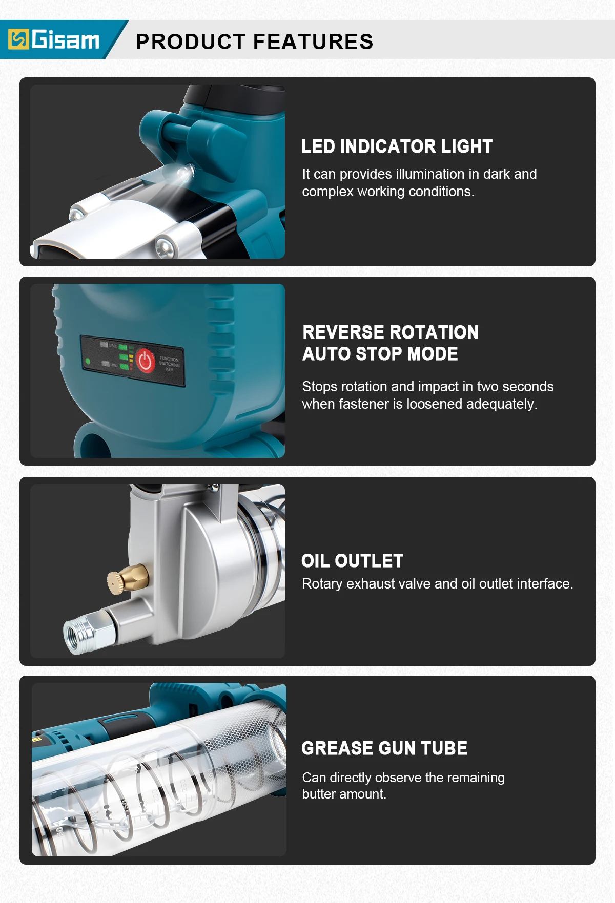 10000PSL Brushless Electric Grease Gun 69Mpa High Pressure Car Lubricating Oil C