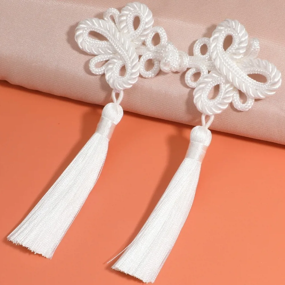 1PCS Chinese Style Tassel Plate Buckle Hand-beaded Long Tail Decorative Buttons DIY Clothing National Tide Chinese Knot Button