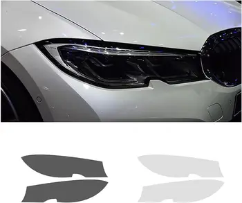 Pellicola Protettiva per Fari Anteriori Auto BMW Serie 3 G20 G21 G28 2019-2021, Adesivo Trasparente Nero in TPU per Fari