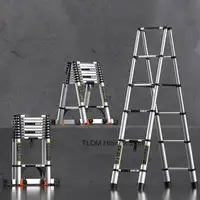 Ladder Engineering Alloy Step Multifunctional Aluminum Stools Home Folding Telescopic Ladder Portable Thick Herringbone Stairs 3