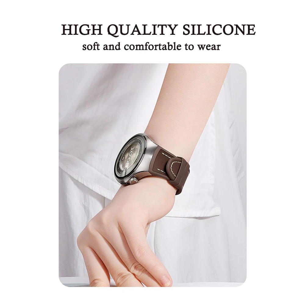 Elegant Press-On Quick Release Leather Silicone Strap for Watches - Unisex Band Bracelet