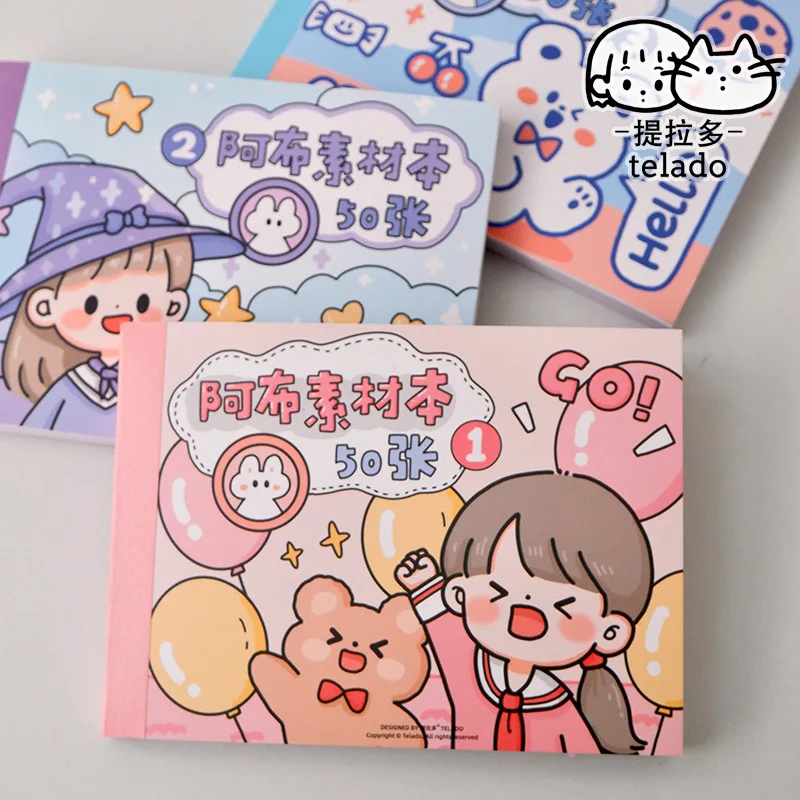 

50 Sheets kawaii Cartoon Bear Rabbit Girl Everyday Decorative Stickers Scrapbooking Label Diary Stationery Album Journal Planner