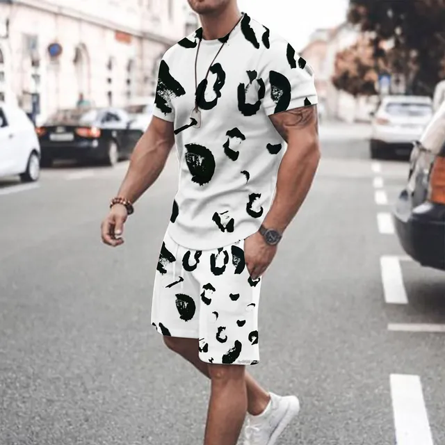 mens two piece set shirt and shorts