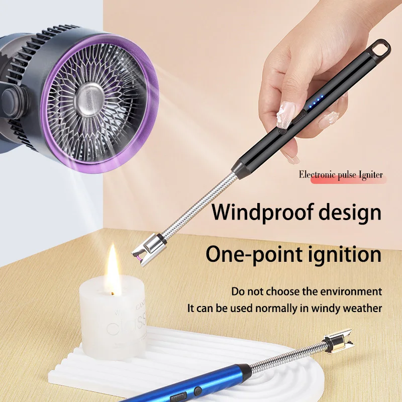 Windproof Lighter Arc Pulse Ignition Guns USB Rechargeable Type-C Interface Portable Kitchen Igniters Couple Household Camp electric arc igniter