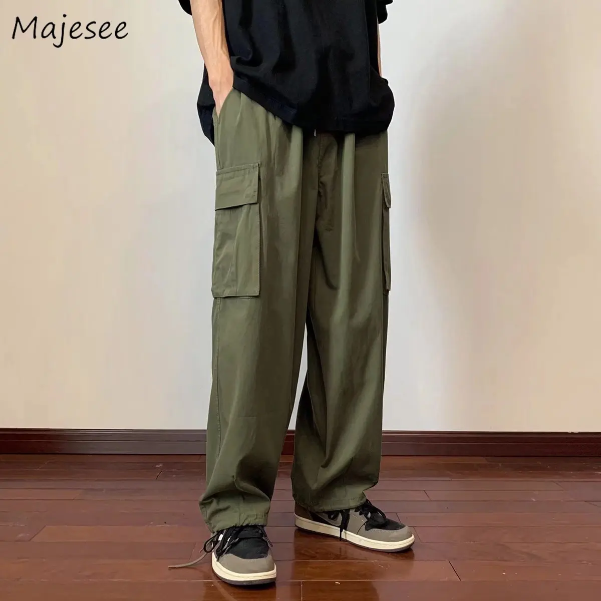 

Cargo Pants Men Vintage Techwear Pockets All-match Teens Streetwear Harajuku Casual Straight Couples Designed High Street Ins