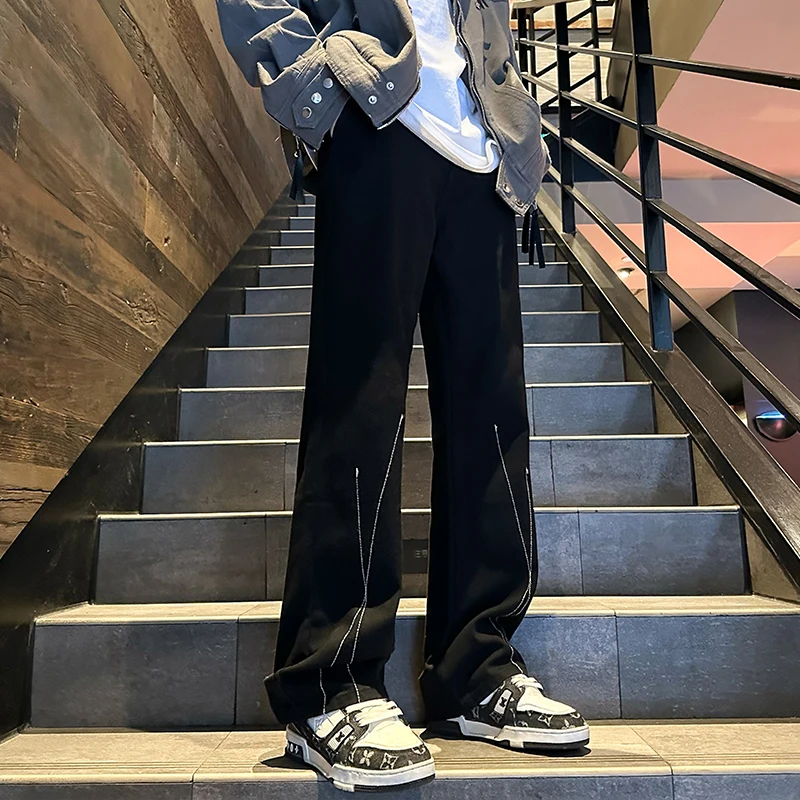 Embroidery Micro Flared Jeans Casual Loose Washed Trousers Quality Fabric Couple Neutral Fashion Hip Hop Pants Street  Apparel