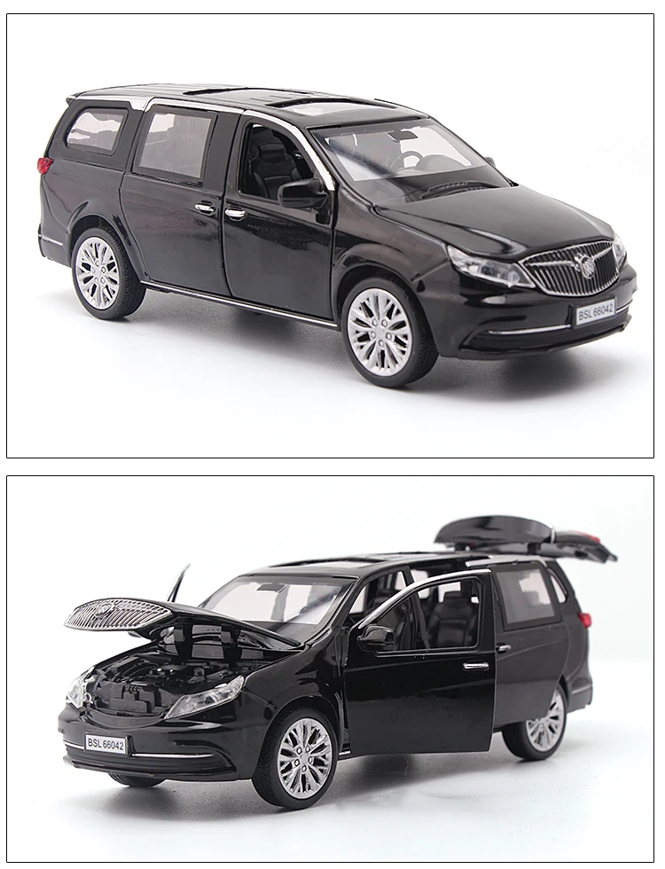 1:32 Buick Gl8 Business Car Mpv Alloy Car Model Six-Door Simulation Sound And Light Pull Back Toy Car Decoration Boy Collection lego cars