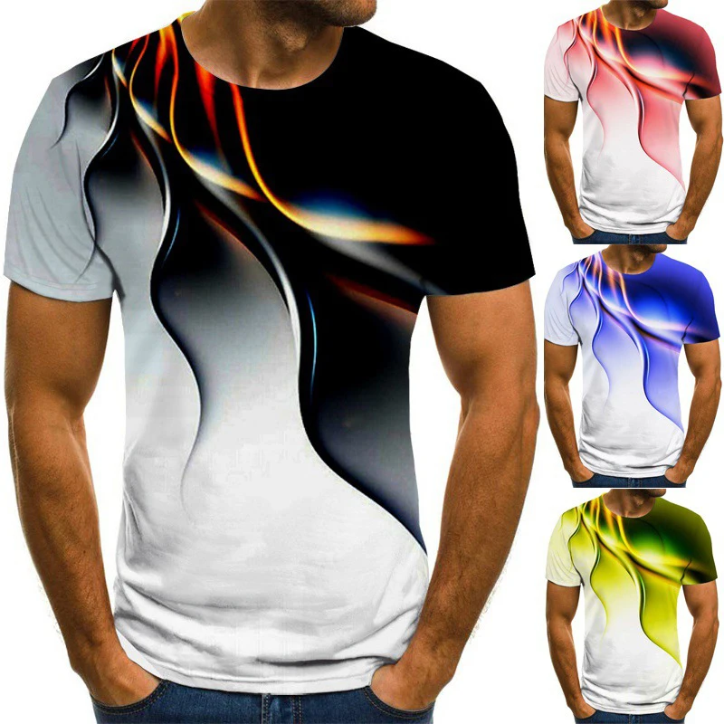 

Men Fashion Short Sleeve 3D Print T-Shirt Personality Casual Streetwear