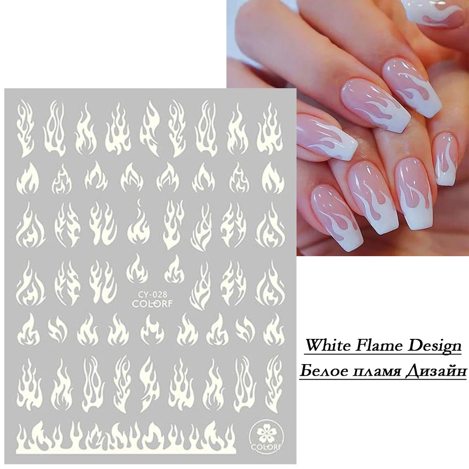 Nail Stickers 1pcs 3D Luminous Flame Butterfly Star Moon Glitter Design Glow in The Dark Slider Manicure Decorations JICY028-036