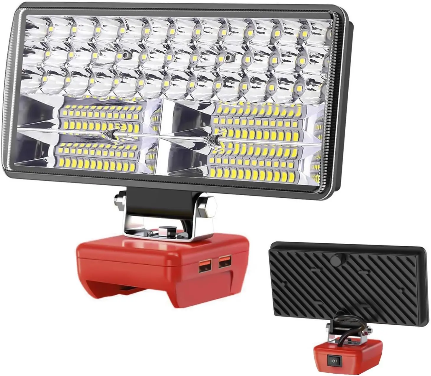 6000 LM 38W 무선 LED 작업 조명 밀워키 18V 배터리와 호환 2.1A USB 휴대용 손전등 투광 조명 2가지 모드