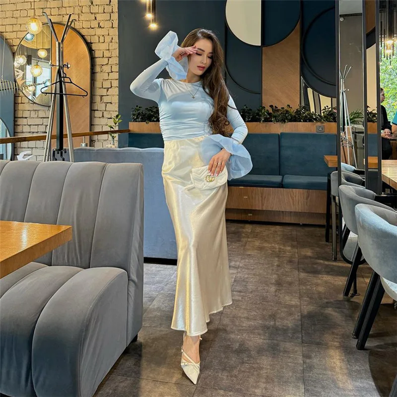 Mesh Ruffled Patchwork T-shirt Top For Women Long Sleeve High Waist Cropped Top Pullover Streetwear Female Slim Y2k Top