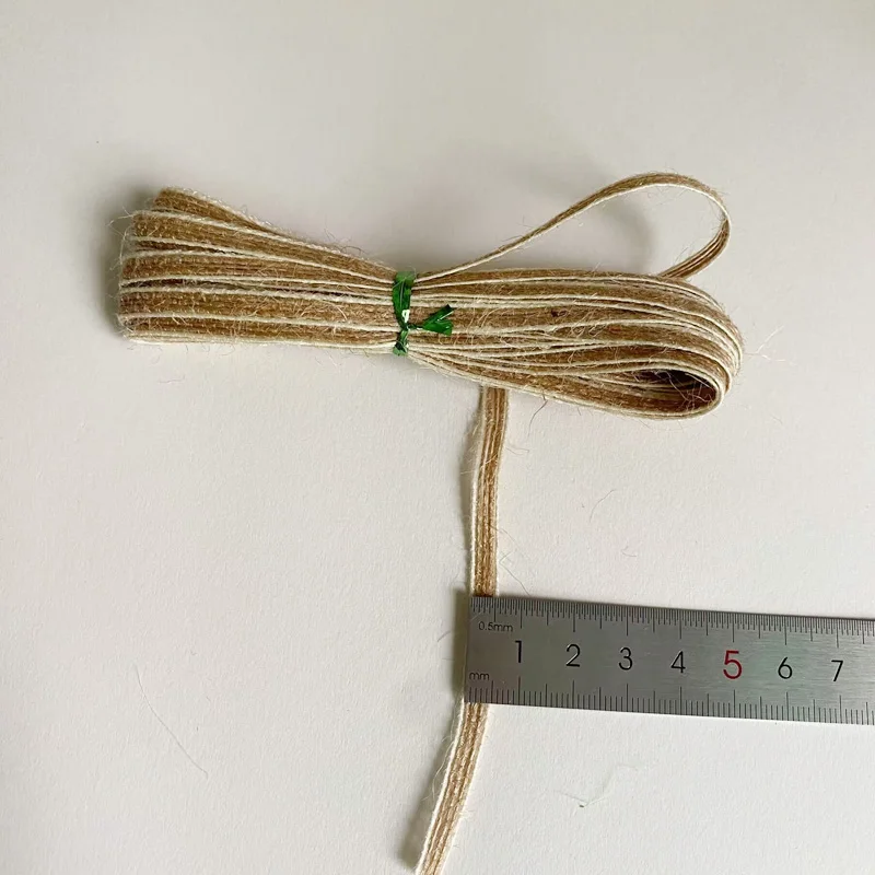 5m Hemp Cords Macrame Jute Rope Braided Flat Burlap Ribbon Strings Twine Hessian Vintage Wedding Decoration for Home Decor