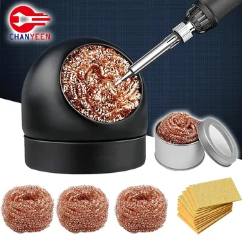 Pulitore per punte per saldatore Sfera per pulizia dissaldante Saldatura Saldatore Filtro a rete Supporto per filo metallico Dispositivo per rimozione stagno con sfera in acciaio