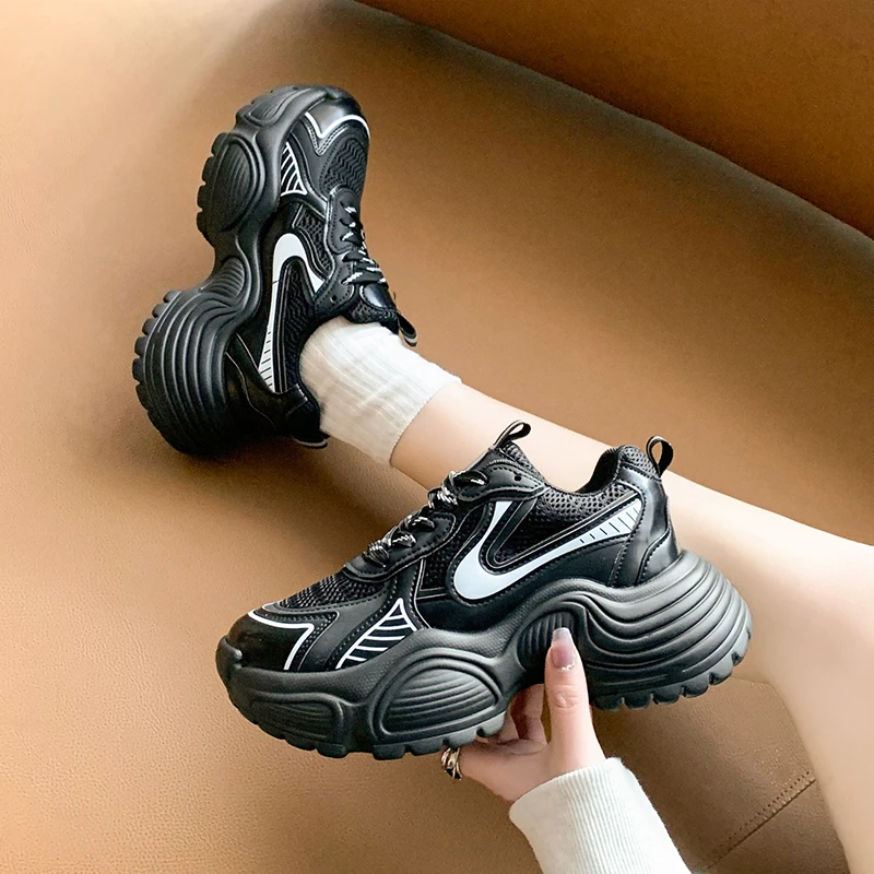 

Women's Shoes 35-40 Silver Trendy Sneakers Thick-soled High Quality Comfortable Sneakers Outdoor Heightened Autumn Women's Shoes