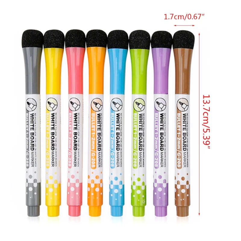 8PCS 마그네틱 화이트 보드 마커 지우개 수성 잉크 빠른 건조 사무 용품과 지울 수있는 액체 분필 마커