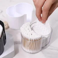 Cotton Round Pad Holder Powder Puff Storage Box Home Cotton Swab Box Makeup Organizer Dustproof Portable Durable Bathroom Jar 2