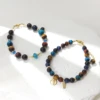 Lii Ji Natural Black Tourmaline TIger's Eye 6/8mm American 14K Gold Filled Bracelet Handmade Fashion Jewelry