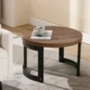 Round Wood Coffee Table 23.5" Farmhouse Rustic Small Circle Living Room Coffee Table, End Table Sofa Side Table, Brown Walnut 1