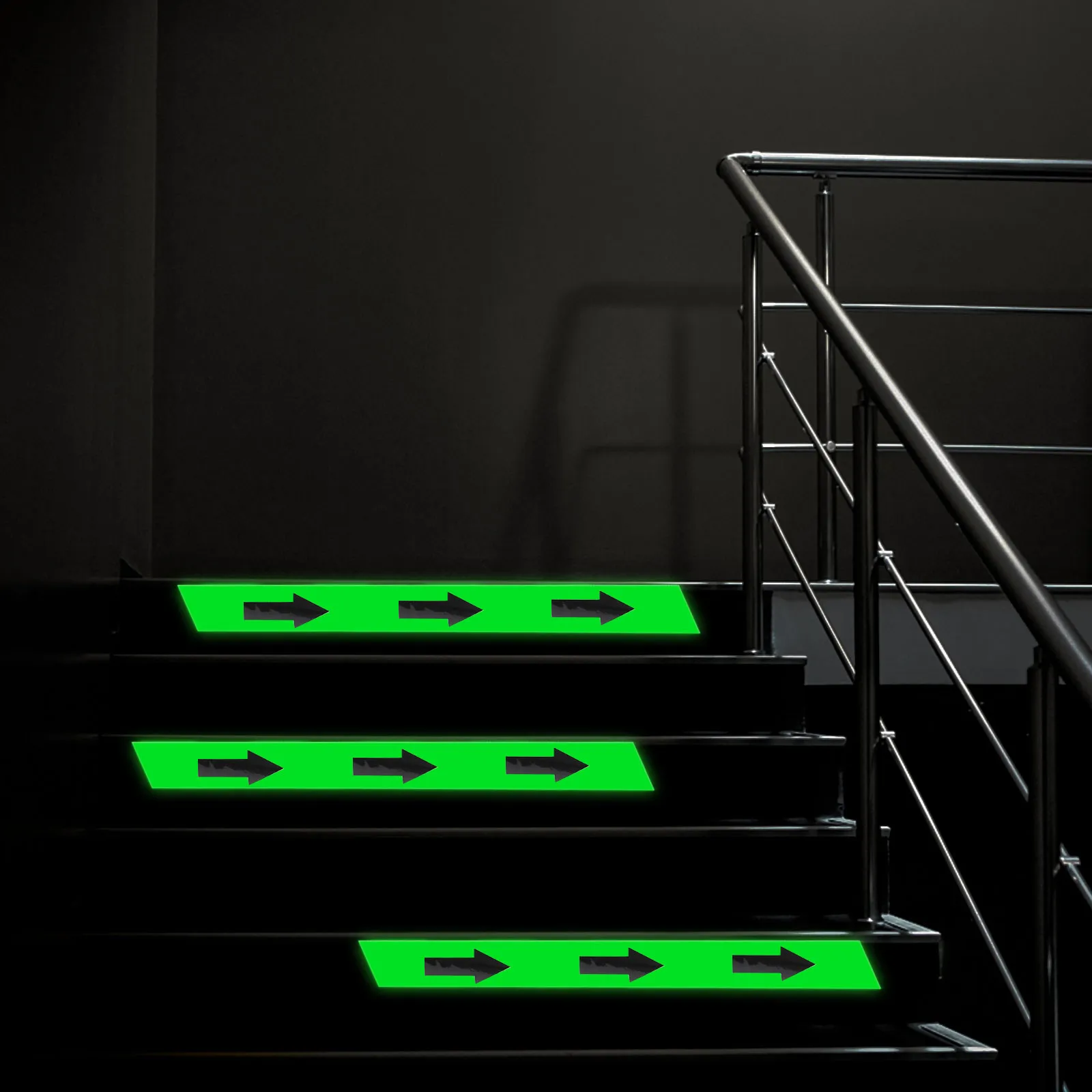 1 롤 글로우 인 더 다크 루미너스 테이프 그린 블랙 계단 통로 창고용 고시인성 PVC 안전 안내 테이프