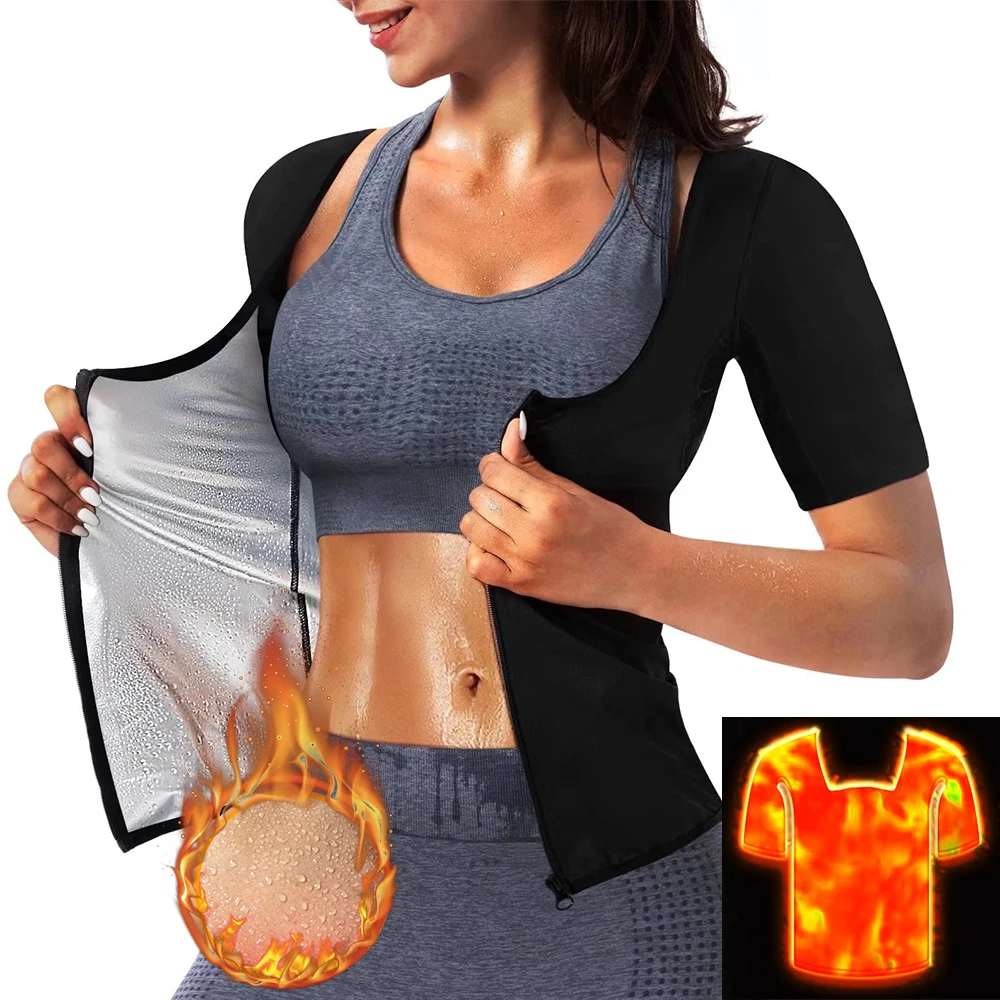 

Women Body Shaper Waist Trainer Vest Weight Loss Sauna Suit Fitness Shirt Sweat Tank Top Workout Shapewear Compression T-Shirts