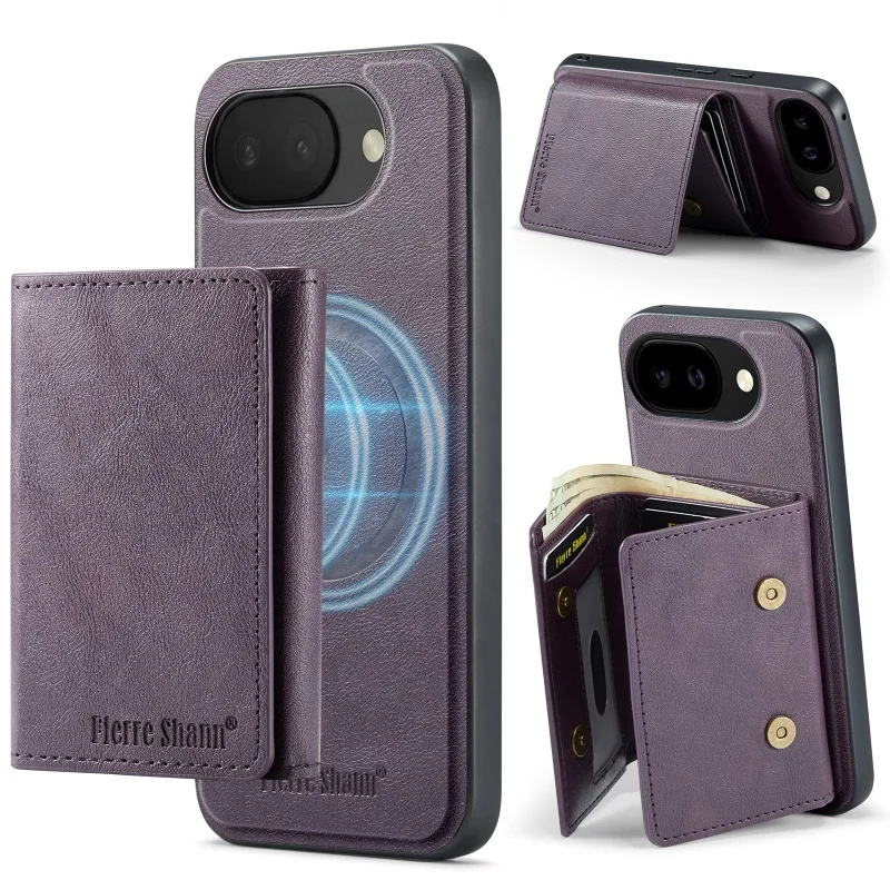 Magsafe Wallet Leather Phone Case with Card Holder & Cash Bag