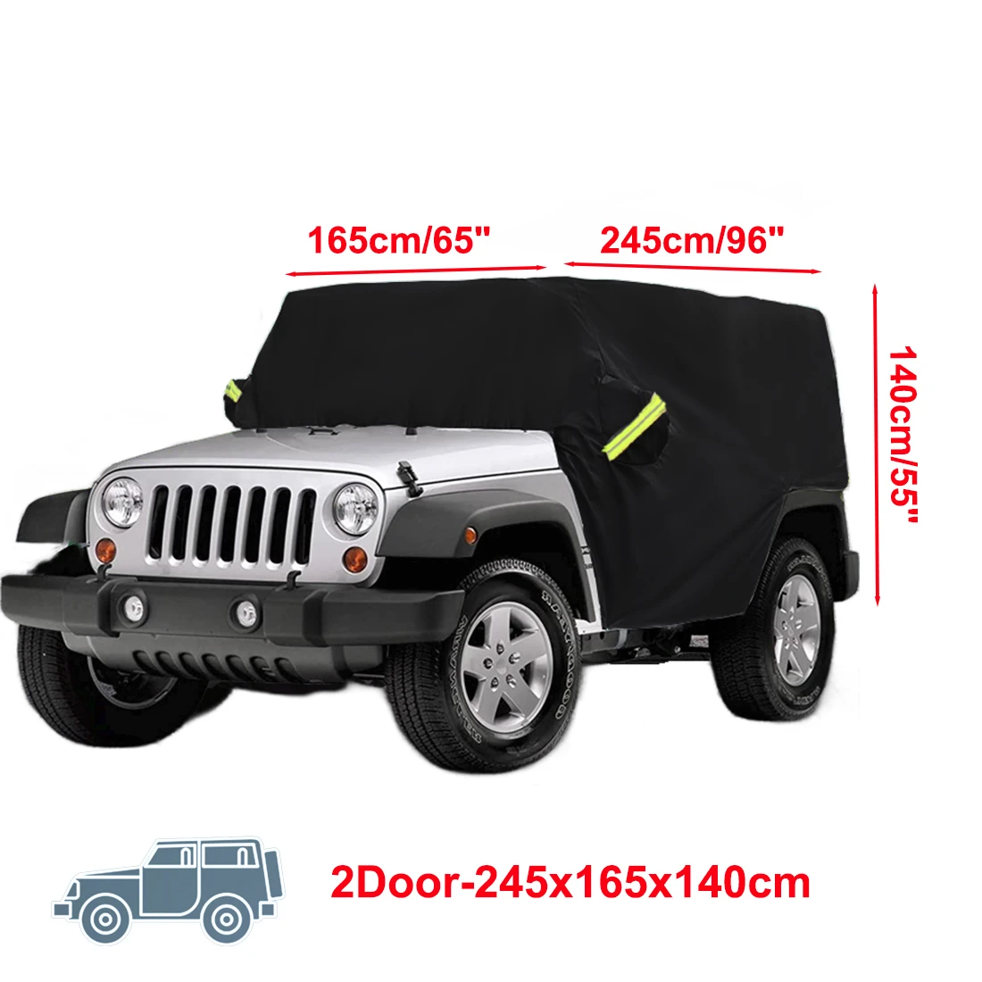 Car Cab Covers for Jeep Wrangler JK JL Hardtop 2/4 Doors 2007-2021 Outdoor Waterproof 210D Oxford Half Protector Cover