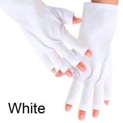 UV Protection Fingerless Gloves for Manicures and Nail Art (A pair of white)