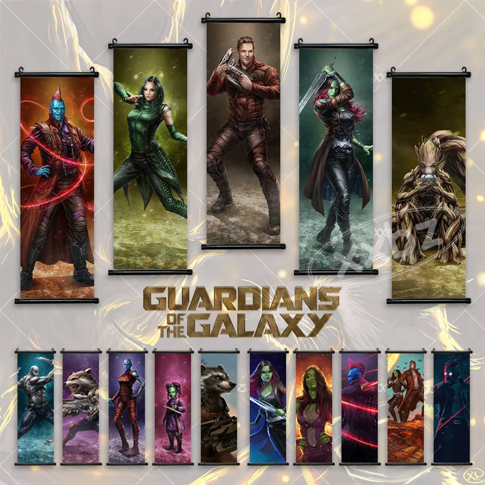 Star Lord Home Decoration Gamora Hanging Painting Rocket Wall Artwork Marvel Groot Scroll Picture Guardians Of The Galaxy Poster
