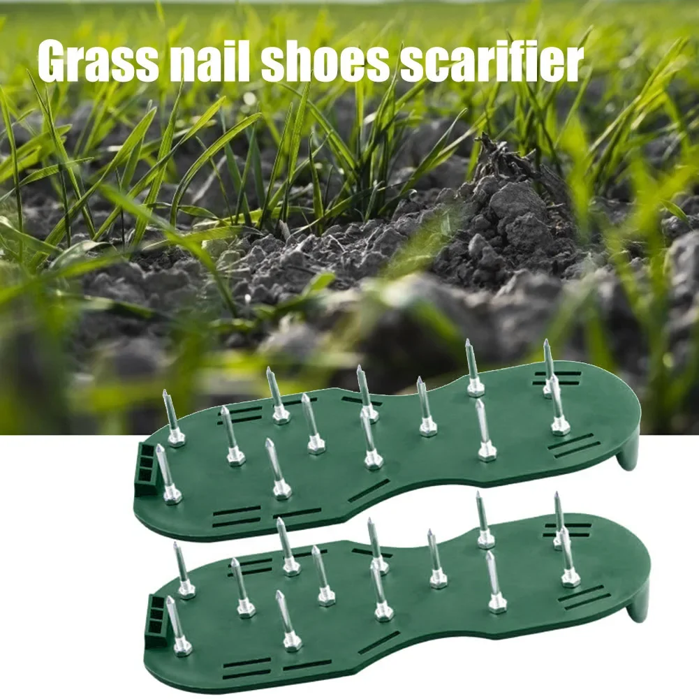 Lawn Aerator Spikes Shoes Garden Grass Cultivator Nail Shoe Loose Soil Spiked Sandals with 5 Adjustable Straps for All Size Shoe 5