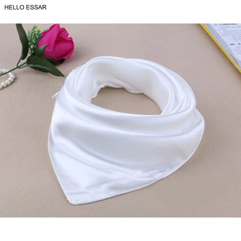 Women Silk Scarf Four Seasons Solid Color 60X60cm Small Party Gift